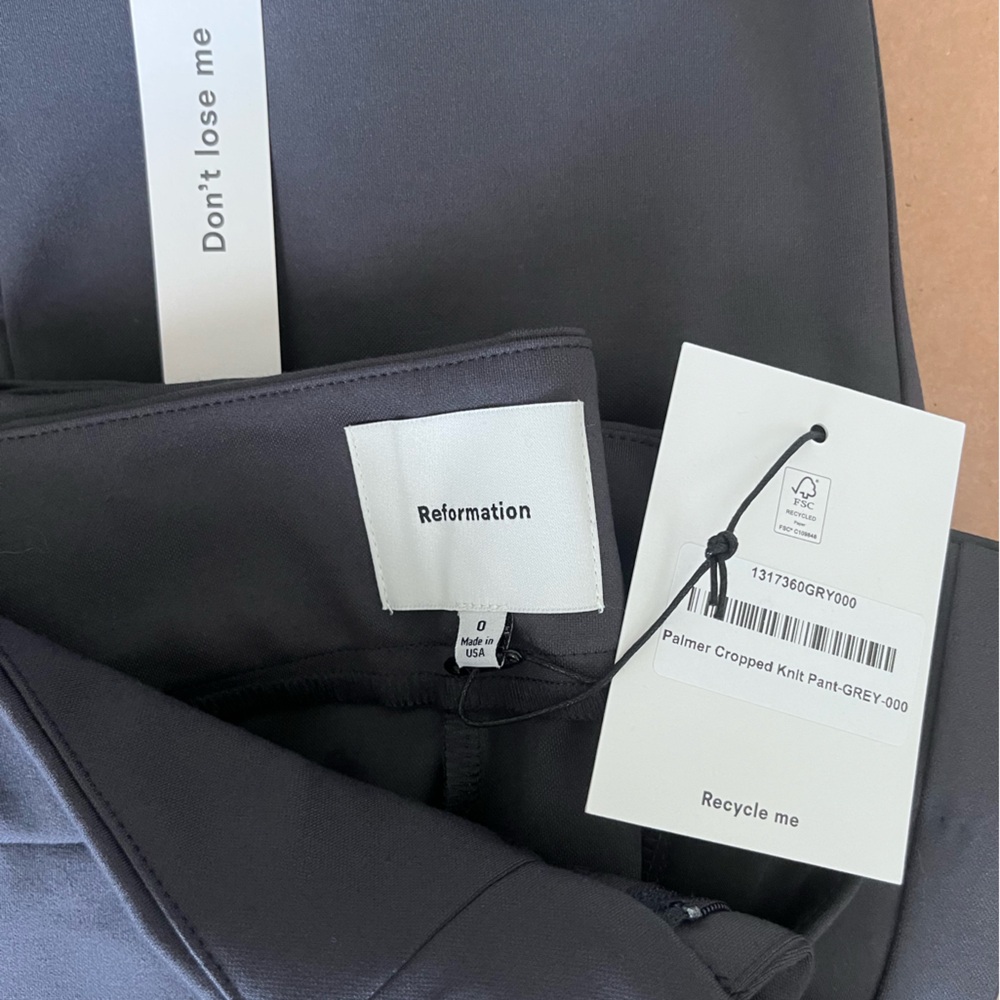 NWT Reformation Palmer Cropped Knit Pant Grey - Size 0